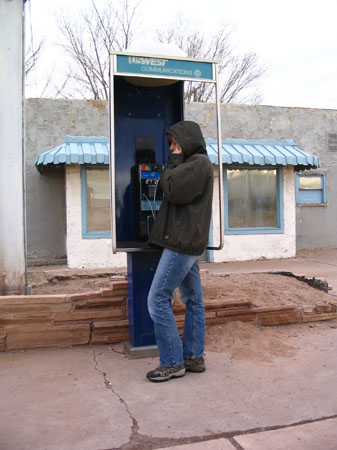 Lyuda calling home from petrified forest